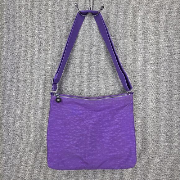 KIPLING ALVAR CROSSBODY BAG – PURPLE NYLON – LIGHTWEIGHT – MULTI-ZIP FRONT - Picture 4 of 14